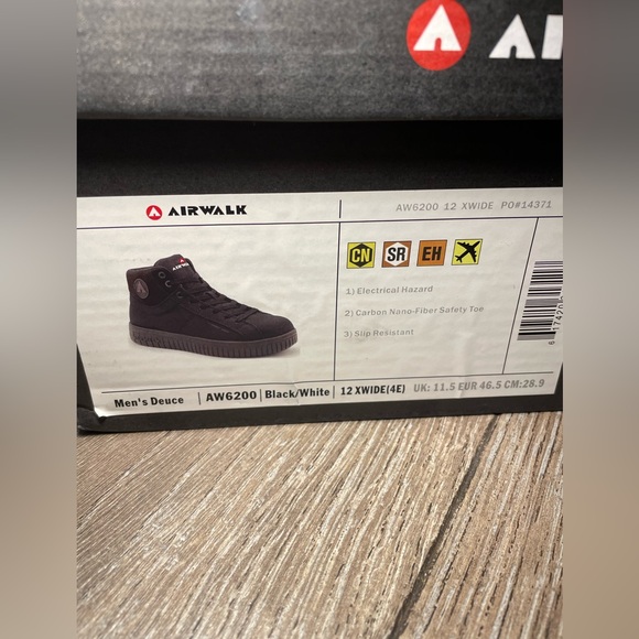 Airwalk Mens Deuce Mid Composite Toe Safety Shoe - Black 12 Extra wide - Picture 2 of 5